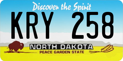 ND license plate KRY258