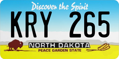 ND license plate KRY265