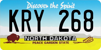 ND license plate KRY268