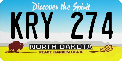 ND license plate KRY274