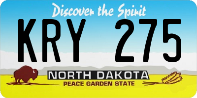ND license plate KRY275
