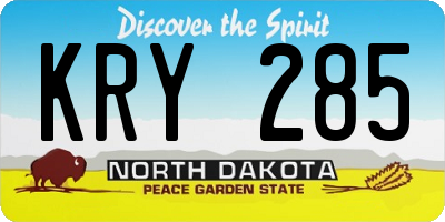 ND license plate KRY285