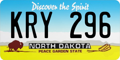 ND license plate KRY296