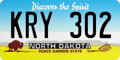 ND license plate KRY302