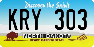 ND license plate KRY303