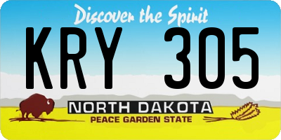 ND license plate KRY305