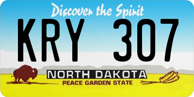 ND license plate KRY307