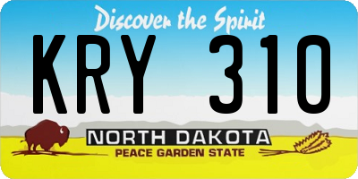 ND license plate KRY310