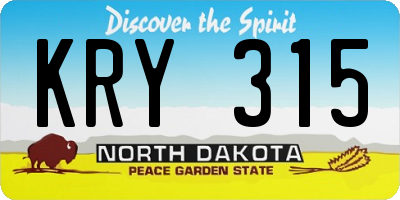 ND license plate KRY315
