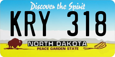 ND license plate KRY318