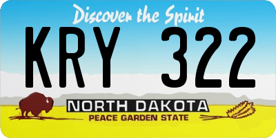 ND license plate KRY322