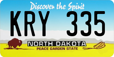 ND license plate KRY335
