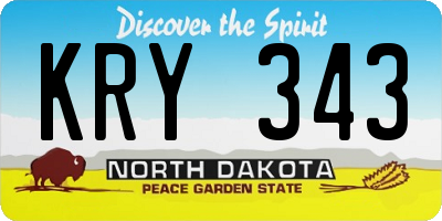 ND license plate KRY343