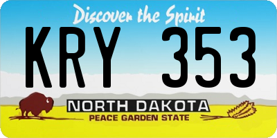 ND license plate KRY353