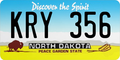 ND license plate KRY356