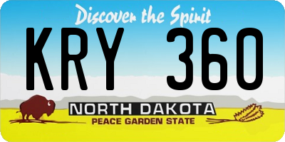ND license plate KRY360
