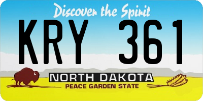 ND license plate KRY361