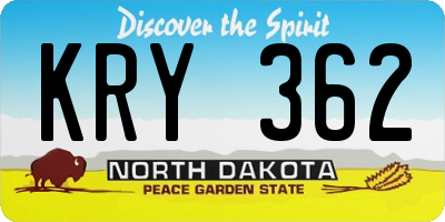 ND license plate KRY362