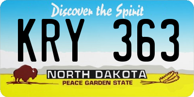ND license plate KRY363