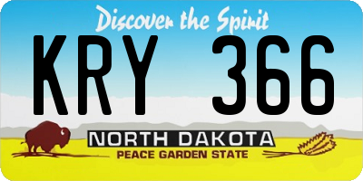 ND license plate KRY366