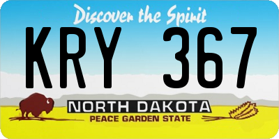 ND license plate KRY367