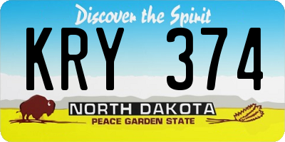 ND license plate KRY374