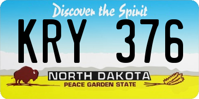 ND license plate KRY376
