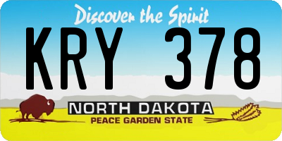 ND license plate KRY378