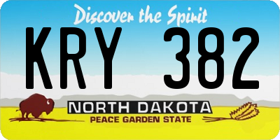 ND license plate KRY382