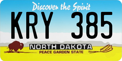 ND license plate KRY385