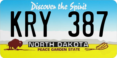 ND license plate KRY387