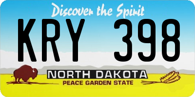 ND license plate KRY398