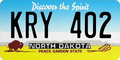 ND license plate KRY402