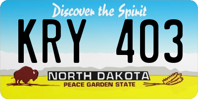 ND license plate KRY403