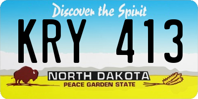 ND license plate KRY413