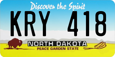 ND license plate KRY418