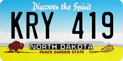 ND license plate KRY419
