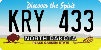 ND license plate KRY433