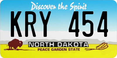 ND license plate KRY454