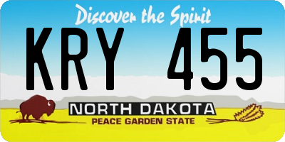 ND license plate KRY455