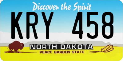 ND license plate KRY458