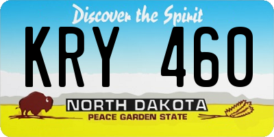 ND license plate KRY460