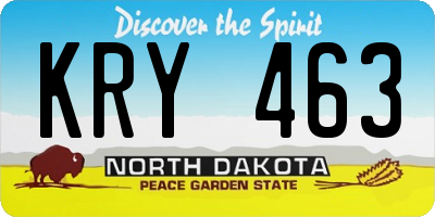 ND license plate KRY463
