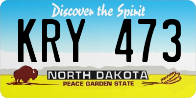 ND license plate KRY473