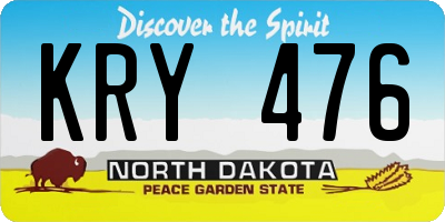 ND license plate KRY476