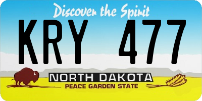 ND license plate KRY477