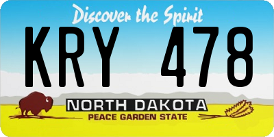 ND license plate KRY478