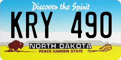 ND license plate KRY490