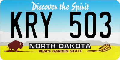 ND license plate KRY503