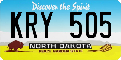ND license plate KRY505